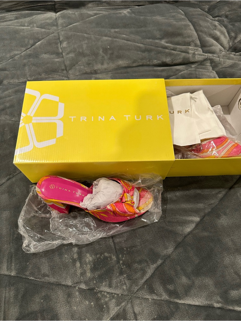 Trina Turk Pink & Orange Patterned Slip-On Mules